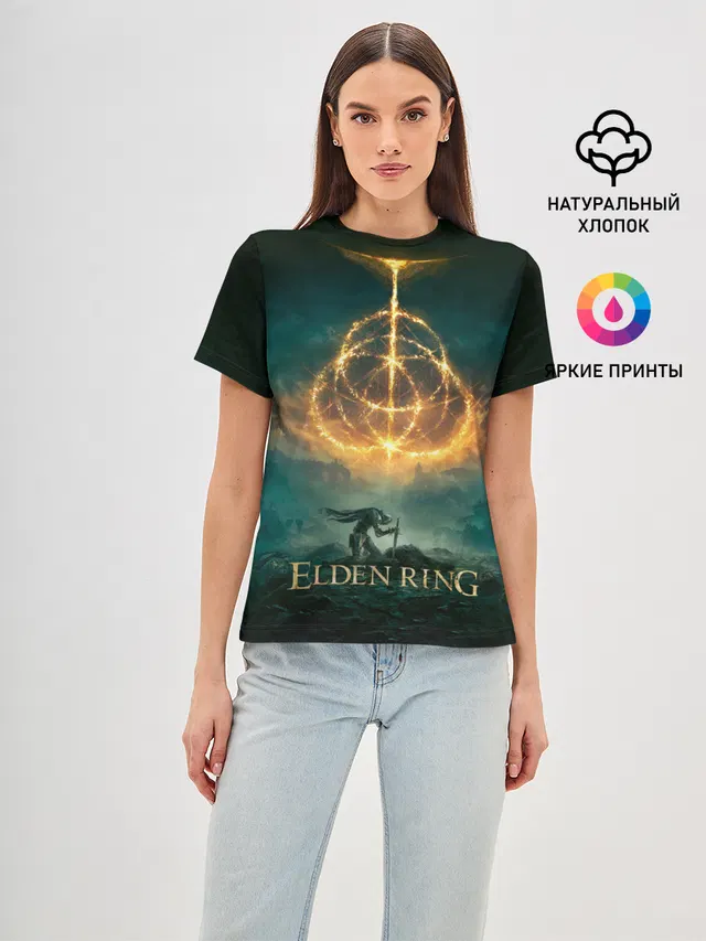 Женская базовая футболка с принтом «Elden Ring — Elden Ring Game Art»
