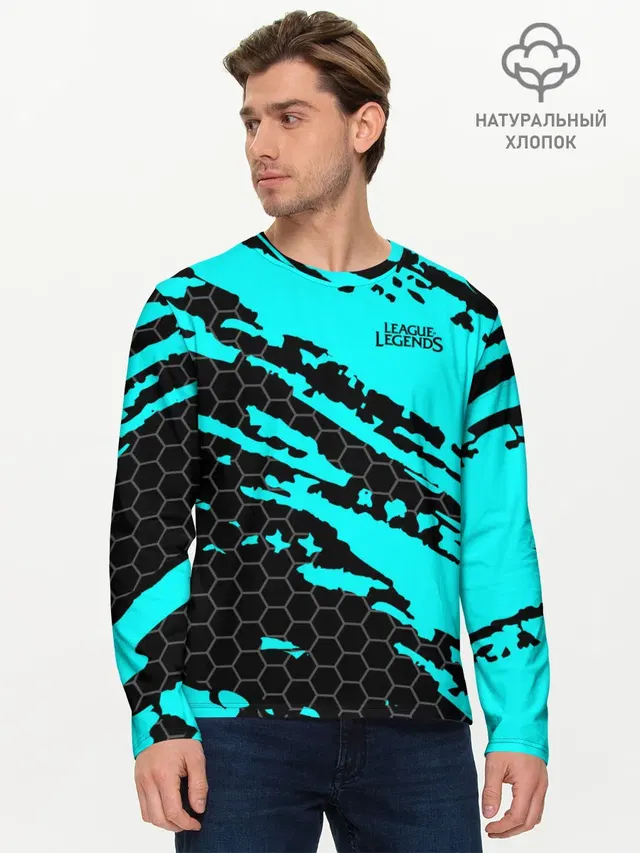 Мужской лонгслив базовый с принтом «Hexagonal pattern»