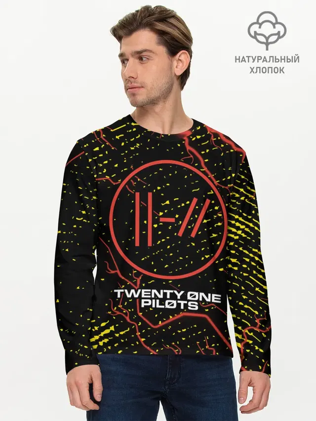 Мужской лонгслив базовый с принтом «Lightning — 21 PILOTS»