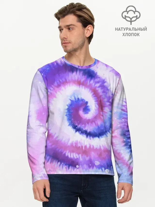 Мужской лонгслив базовый с принтом «Tie-Dye — TIE-DYE PURPLE»