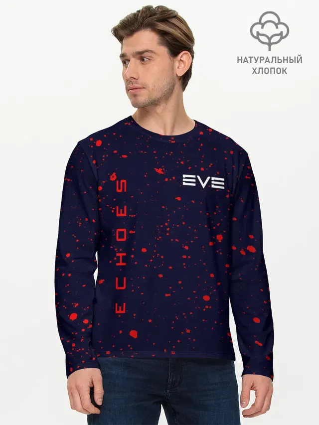 Мужской лонгслив базовый с принтом «EVE online — EVE ECHOES — ИВ ЭХО»