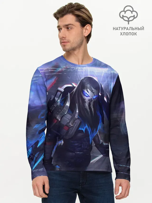 Мужской лонгслив базовый с принтом «Лига Легенд — League of legends Pyke»