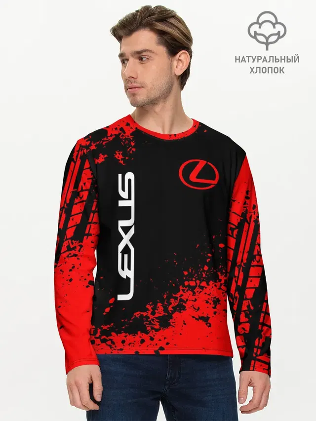 Мужской лонгслив базовый с принтом «Lexus»