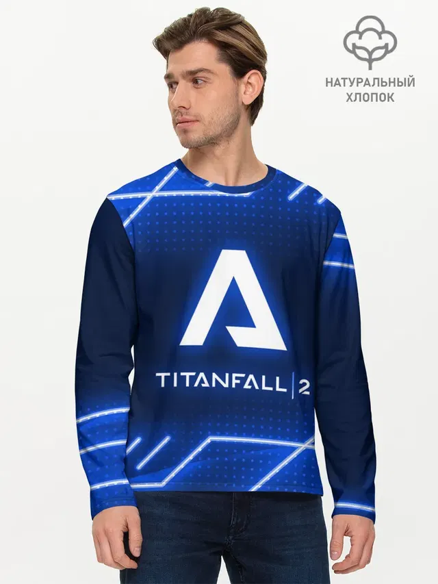 Мужской лонгслив базовый с принтом «Titanfall — TITANFALL 2»