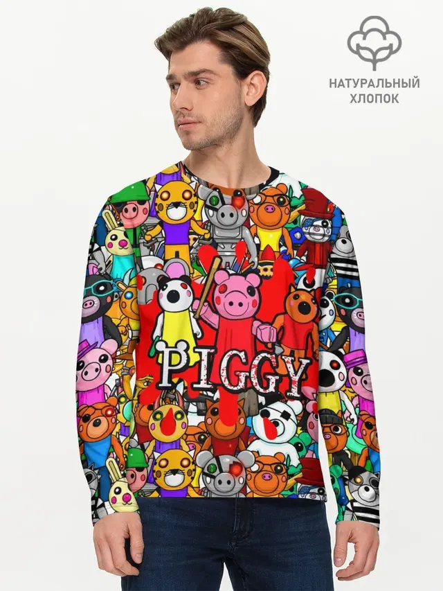 Мужской лонгслив базовый с принтом «Роблокс — ROBLOX PIGGY»