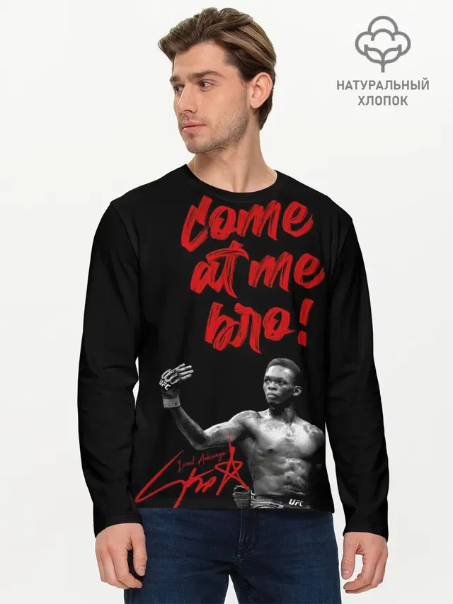 Мужской лонгслив базовый с принтом «MMA — Israel Adesanya»