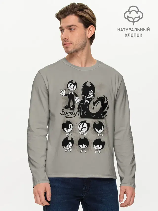 Мужской лонгслив базовый с принтом «1930s cartoon style»