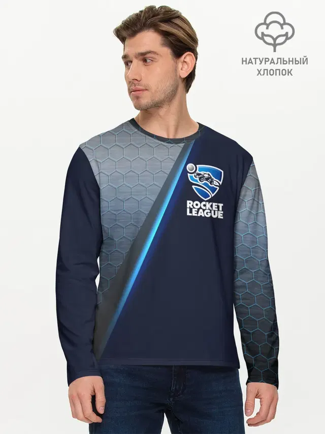 Мужской лонгслив базовый с принтом «Rocket League»