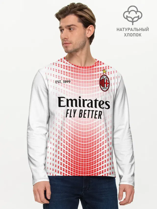Мужской лонгслив базовый с принтом «Милан — AC MILAN 20/21 - ГОСТЕВАЯ»