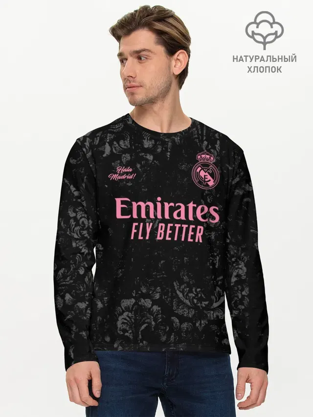Мужской лонгслив базовый с принтом «Реал Мадрид — REAL MADRID, резервная 20/21»