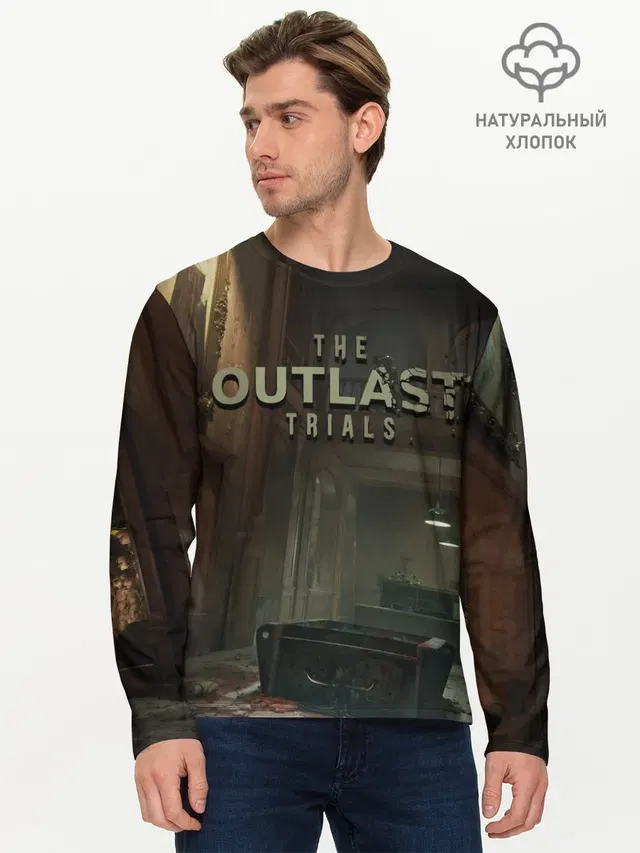 Мужской лонгслив базовый с принтом «Разные игры — The Outlast Trials»