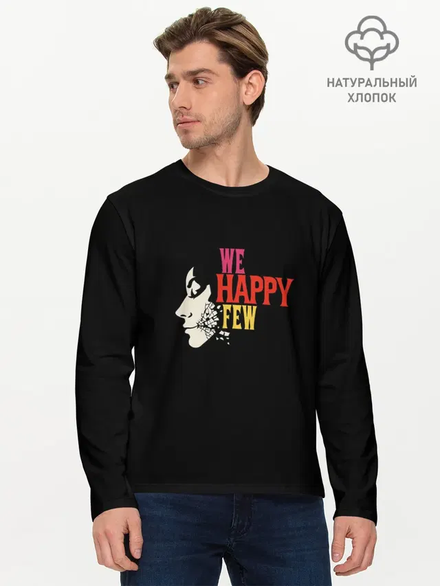 Мужской лонгслив базовый с принтом «Разные игры — We Happy few»