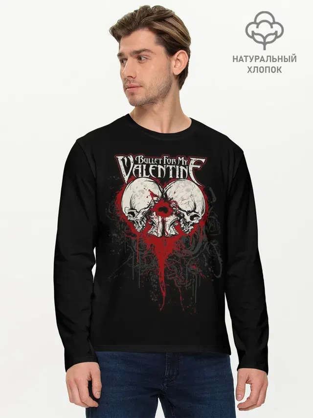 Мужской лонгслив базовый с принтом «Bullet For My Valentine»