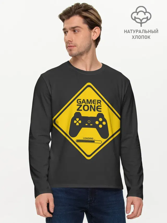Мужской лонгслив базовый с принтом «Gamer zone»