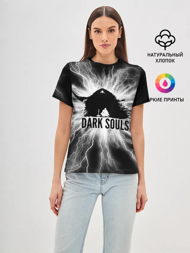 Женская базовая футболка с принтом «dark souls remastered,»