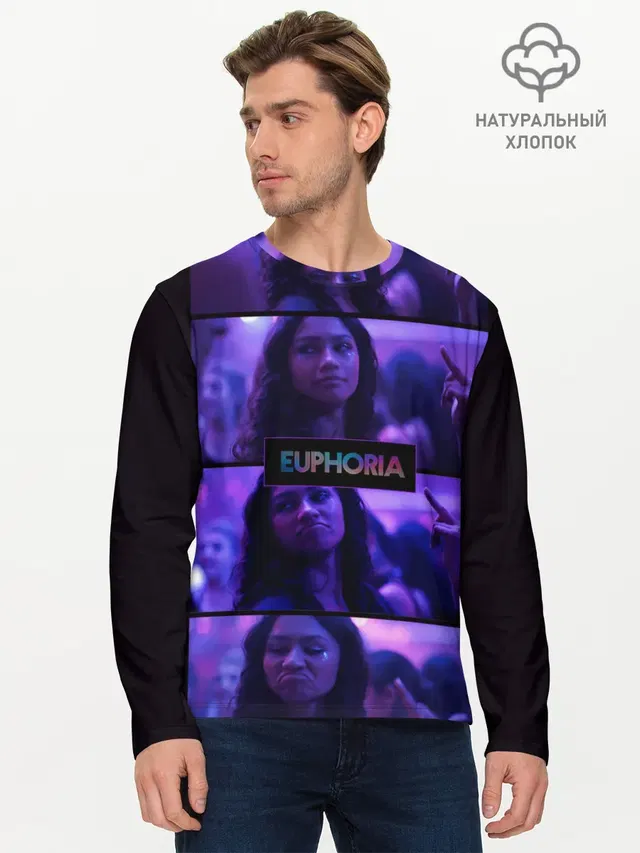 Мужской лонгслив базовый с принтом «Эйфория — сериал Euphoria»