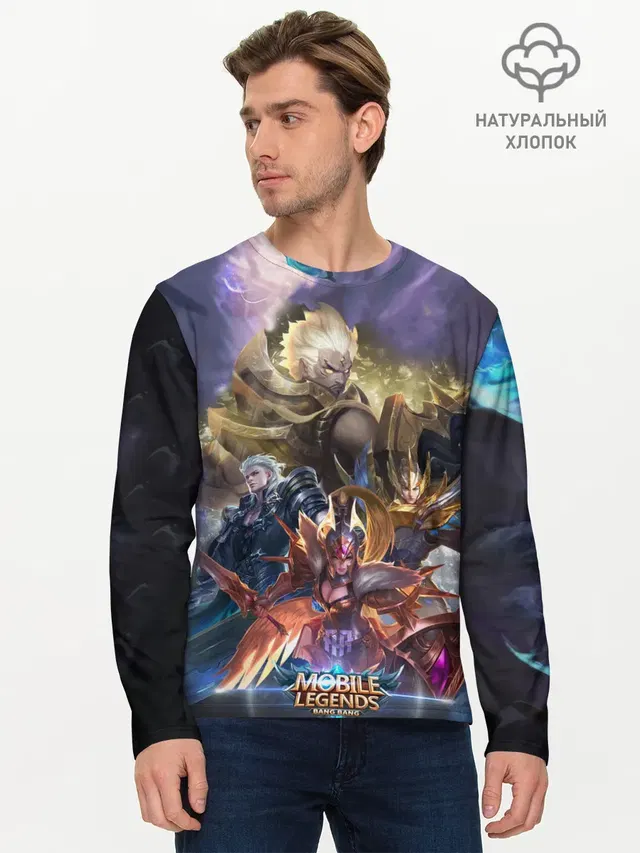 Мужской лонгслив базовый с принтом «Mobile Legends: Bang Bang»