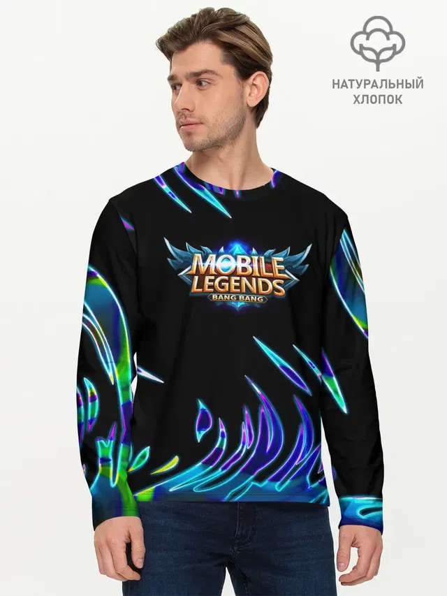 Мужской лонгслив базовый с принтом «Mobile Legends: Bang Bang»
