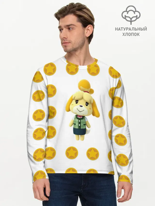 Мужской лонгслив базовый с принтом «Animal Crossing — Animal crossing - Isabelle»