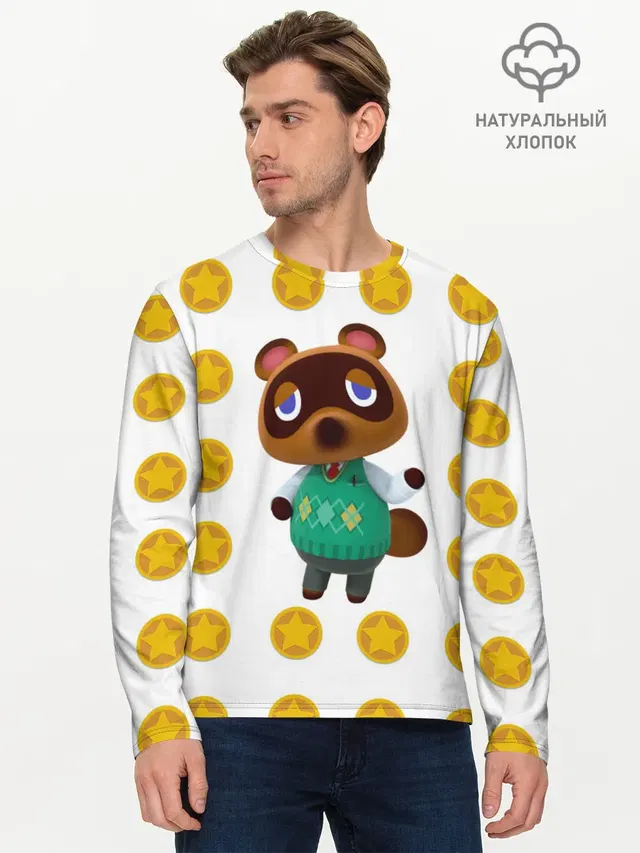 Мужской лонгслив базовый с принтом «Animal Crossing — Animal crossing - Nook»