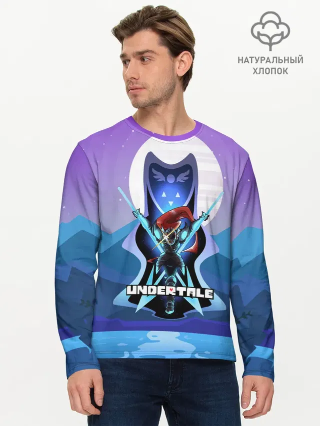 Мужской лонгслив базовый с принтом «Undyne the Undying»