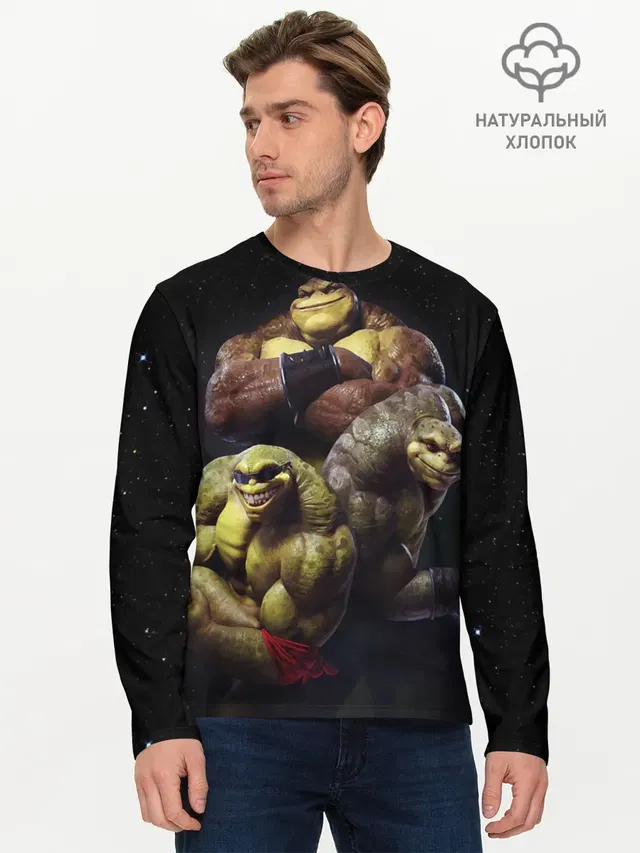 Мужской лонгслив базовый с принтом «Retro Games — Battletoads»