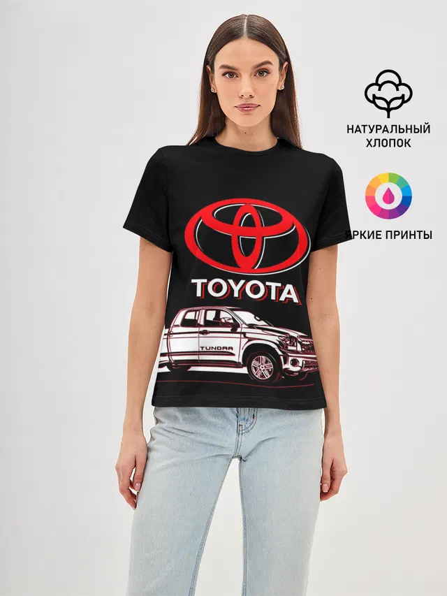 Женская базовая футболка с принтом «Тойота — Tundra - Toyota»