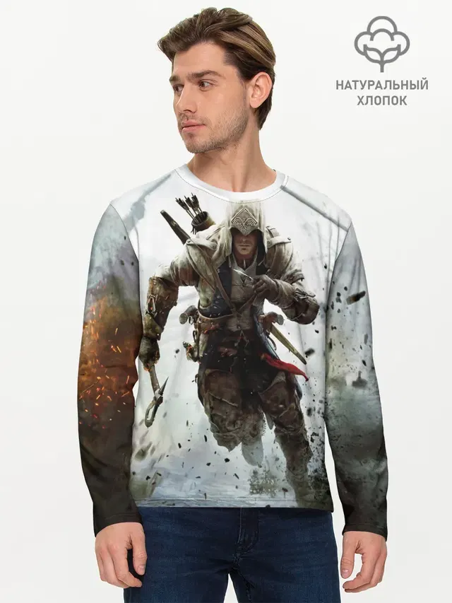 Мужской лонгслив базовый с принтом «ASSASSINS CREED — Assassin’s Creed 3»