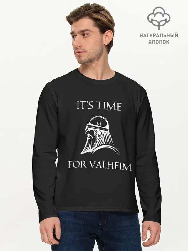 Мужской лонгслив базовый с принтом «Valheim — Its time for Valheim»