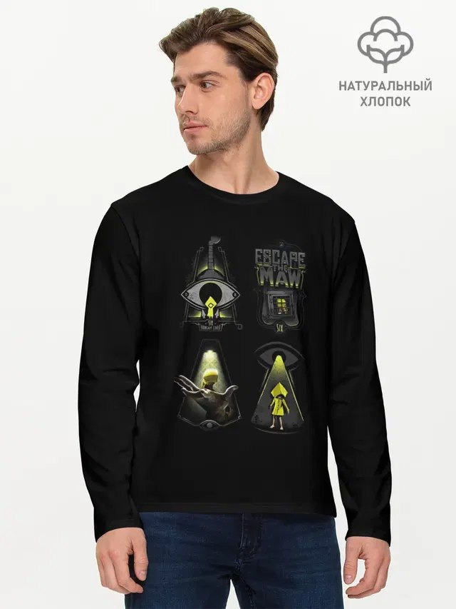 Мужской лонгслив базовый с принтом «Little Nightmares 2 арт»