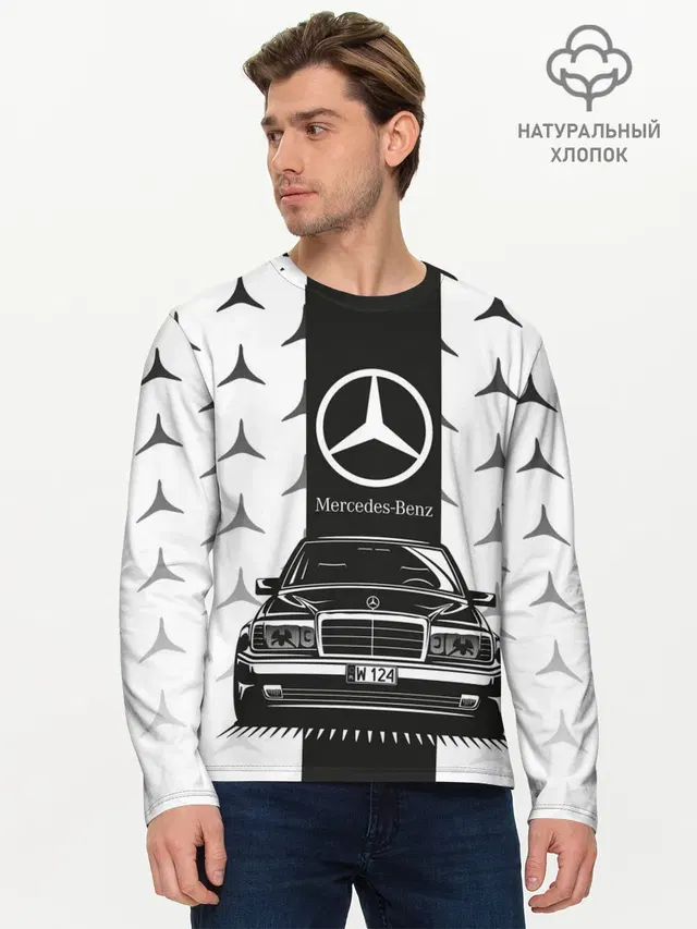 Мужской лонгслив базовый с принтом «Merсedes — MERCEDES BENZ»