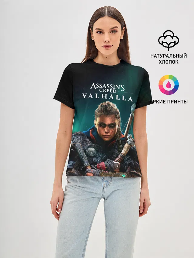 Женская базовая футболка с принтом «Viking — Assassins Creed, Valhalla»