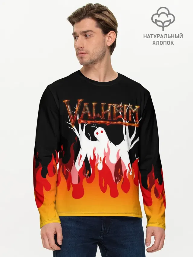 Мужской лонгслив базовый с принтом «Valheim»
