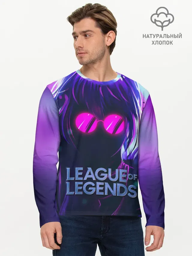 Мужской лонгслив базовый с принтом «Evelynn LOL — Evelynn»