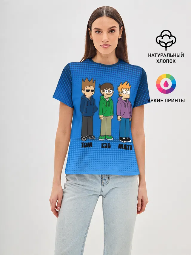 Женская базовая футболка с принтом «Eddsworld — Tom Edd Matt»