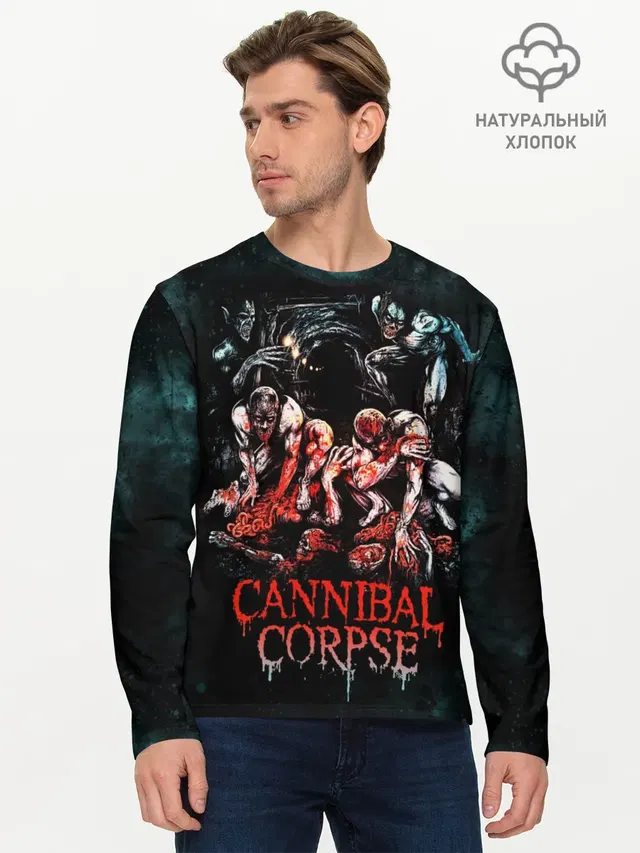 Мужской лонгслив базовый с принтом «Cannibal Corpse»