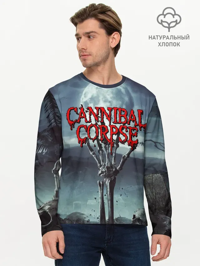Мужской лонгслив базовый с принтом «Cannibal Corpse»