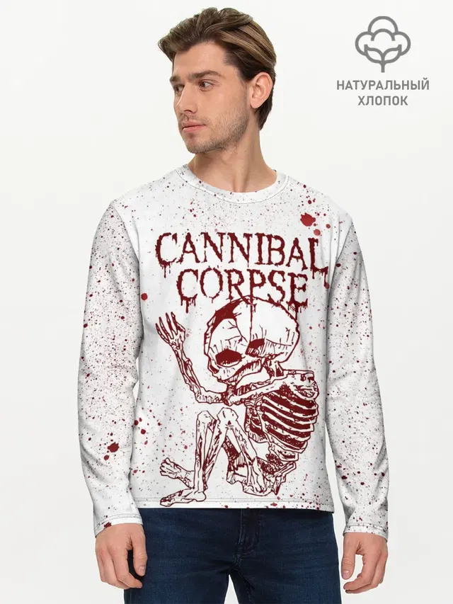 Мужской лонгслив базовый с принтом «Cannibal Corpse»