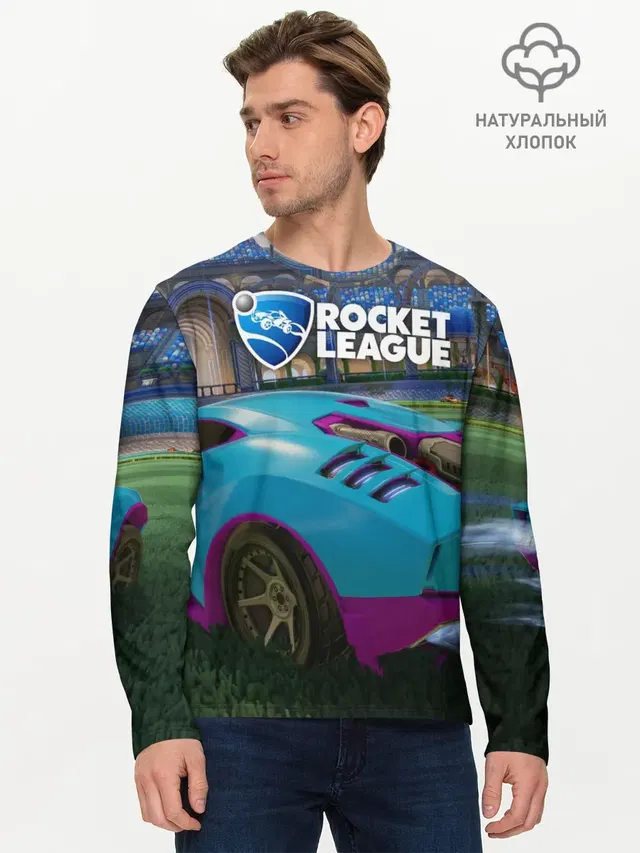 Мужской лонгслив базовый с принтом «Rocket League»
