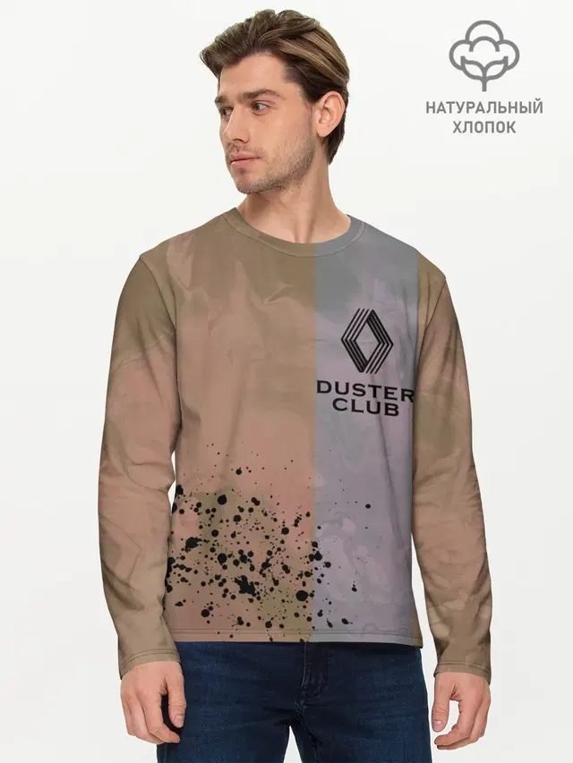 Мужской лонгслив базовый с принтом «Duster Club — Renault Duster Club — Рено Дастер Клуб»