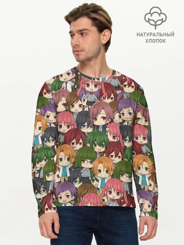 Мужской лонгслив базовый с принтом «Хоримия — Horimiya Chibi»