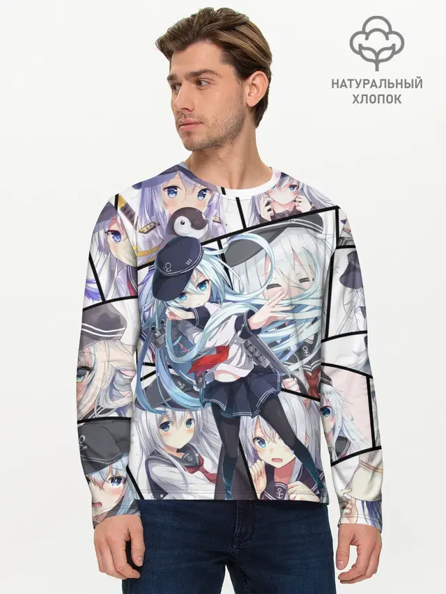 Мужской лонгслив базовый с принтом «Kantai Collection: Hibiki»