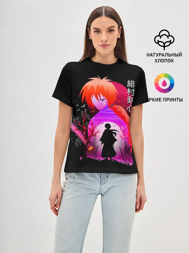 Женская базовая футболка с принтом «Rurouni Kenshin»