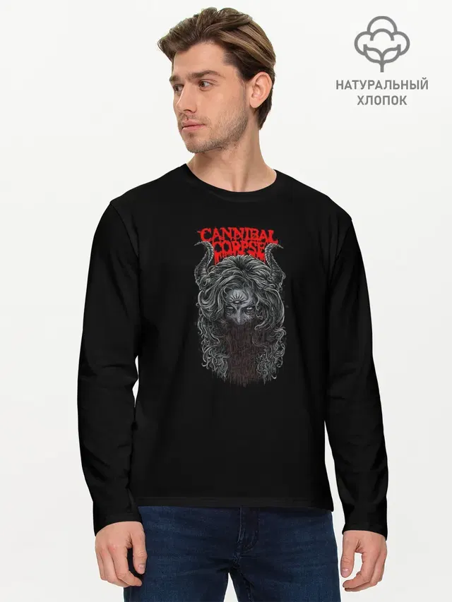 Мужской лонгслив базовый с принтом «Cannibal Corpse»