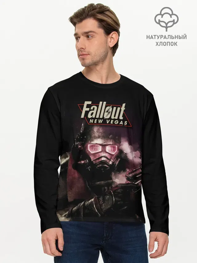 Мужской лонгслив базовый с принтом «Fallout — Фаллаут Нью Вегас»
