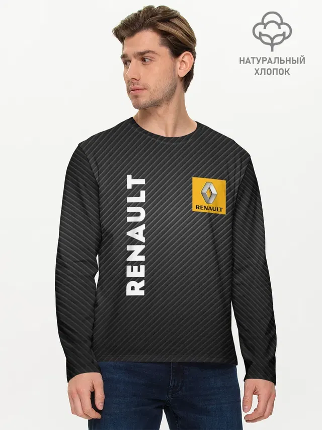 Мужской лонгслив базовый с принтом «Renault logo»
