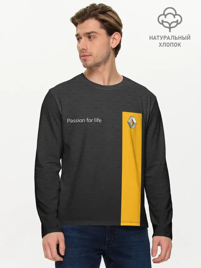 Мужской лонгслив базовый с принтом «Renault»