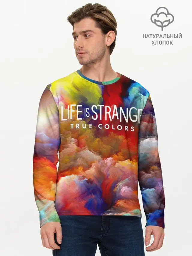 Мужской лонгслив базовый с принтом «LiS True Colors — Life is Strange True Colors»