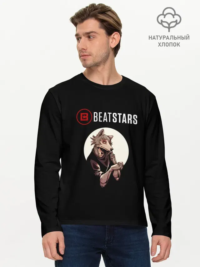 Мужской лонгслив базовый с принтом «Beastars — Beastars wolf»