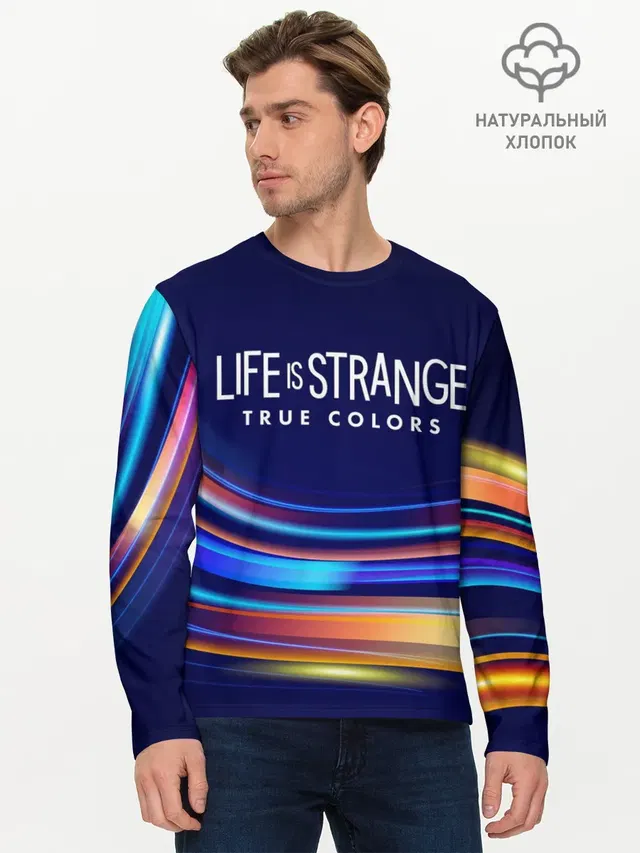 Мужской лонгслив базовый с принтом «True Colors — Life is Strange: True Colors»